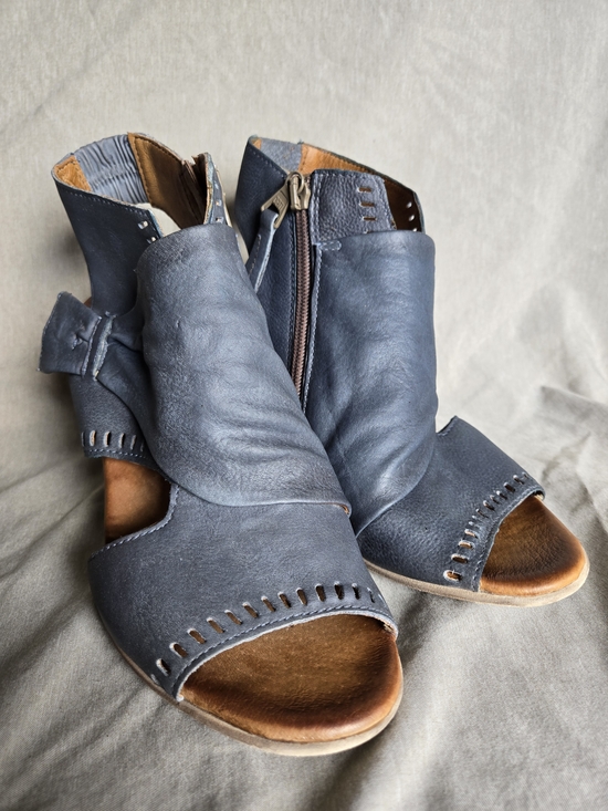 Miz Mooz Shoes - Miz Mooz Distressed Leather Peep Toe Ankle Bootie Sandals EU 38